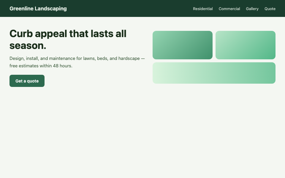 Greenline Landscaping website on a custom domain